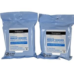Neutrogena Makeup Wipes Fragrance Free 21 ct Compostable Wipes NEW 2 pack